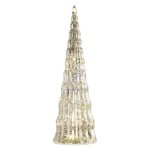 EMOS DCLW30, LED-es üveg karácsonyfa, 27 cm, 2x CR2032, beltéri, meleg fehér, időzítő