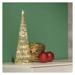 EMOS DCLW30, LED-es üveg karácsonyfa, 27 cm, 2x CR2032, beltéri, meleg fehér, időzítő