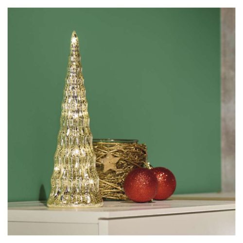 EMOS DCLW30, LED-es üveg karácsonyfa, 27 cm, 2x CR2032, beltéri, meleg fehér, időzítő