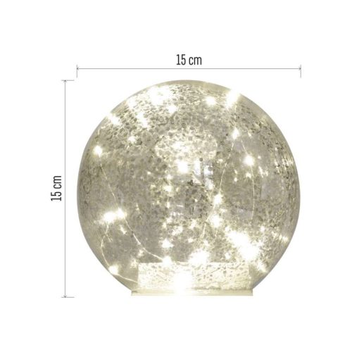 EMOS DCLW35, LED karácsonyi üveggömb - arany, 15 cm, 3x AA, beltéri, meleg fehér, időzítő