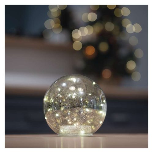 EMOS DCLW35, LED karácsonyi üveggömb - arany, 15 cm, 3x AA, beltéri, meleg fehér, időzítő