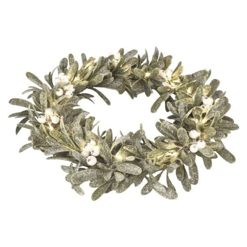 EMOS DCTW28, LED dekoráció - fagyöngy koszorú, 3x AA, meleg fehér, időzítő