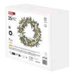 EMOS DCTW28, LED dekoráció - fagyöngy koszorú, 3x AA, meleg fehér, időzítő
