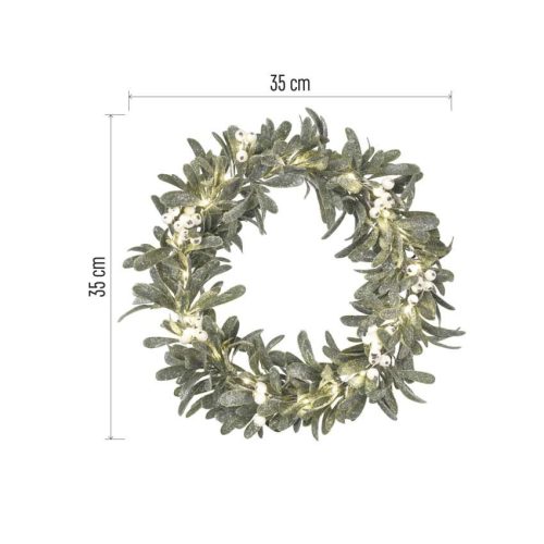 EMOS DCTW28, LED dekoráció - fagyöngy koszorú, 3x AA, meleg fehér, időzítő