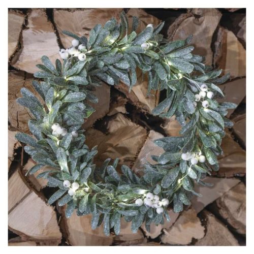 EMOS DCTW28, LED dekoráció - fagyöngy koszorú, 3x AA, meleg fehér, időzítő