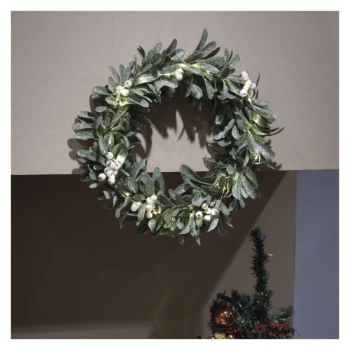 EMOS DCTW28, LED dekoráció - fagyöngy koszorú, 3x AA, meleg fehér, időzítő