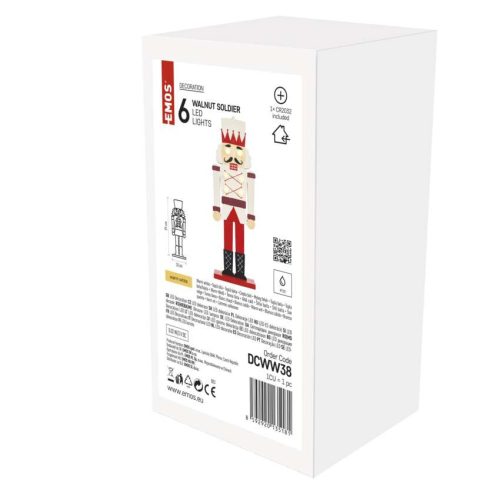 EMOS DCWW38, LED Diótörő katona, 29 cm, 1x CR2032, meleg fehér
