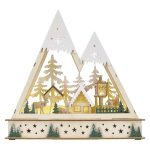 EMOS DCWW39, LED-es fa karácsonyi tájkép, 23,5 cm, 2x AA, beltéri, meleg fehér, időzítő