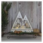 EMOS DCWW39, LED-es fa karácsonyi tájkép, 23,5 cm, 2x AA, beltéri, meleg fehér, időzítő