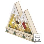 EMOS DCWW39, LED-es fa karácsonyi tájkép, 23,5 cm, 2x AA, beltéri, meleg fehér, időzítő