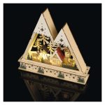 EMOS DCWW39, LED-es fa karácsonyi tájkép, 23,5 cm, 2x AA, beltéri, meleg fehér, időzítő