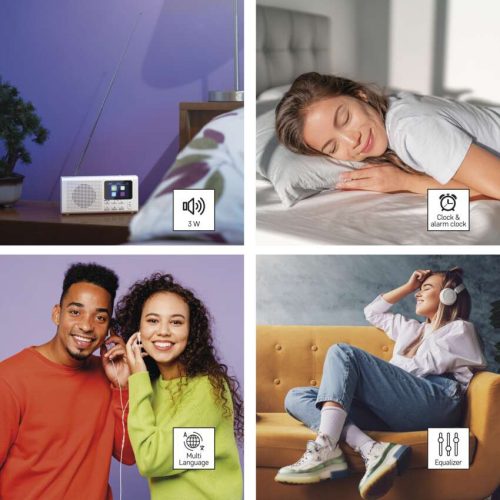 EMOS E0091, Hordozható rádió Bluetooth, MP3, DAB / DAB+ / FM, fehér színben