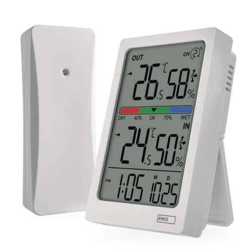 EMOS E0558W, Digitális hőmérő páratartalom-mérővel, vezeték nélküli érzékelővel, óra, dátum E0558W
