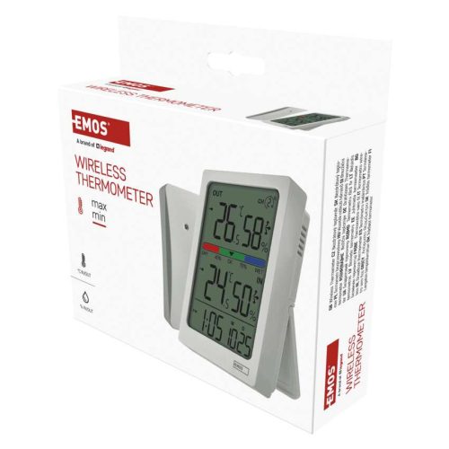 EMOS E0558W, Digitális hőmérő páratartalom-mérővel, vezeték nélküli érzékelővel, óra, dátum E0558W