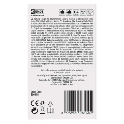 EMOS E06018, Vezeték nélküli érzékelő E06018, E6016