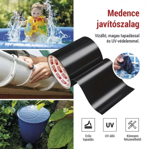EMOS F6110, Javító ragasztószalag úszómedencékhez, 1 m x 100 mm, fekete