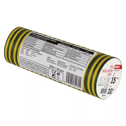 EMOS F61515, Szigetelőszalag 15/10 zöld-sárga 10db