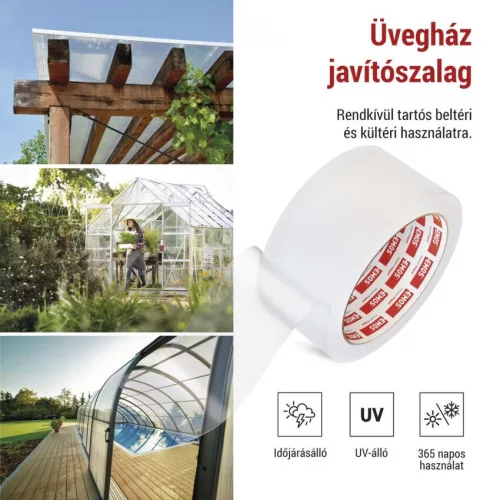 EMOS F6200, Javító ragasztószalag polikarbonáthoz és üveghez, 25 m x 50 mm, átlátszó