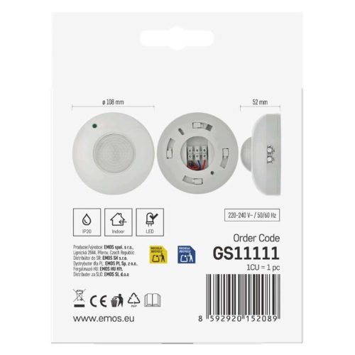 EMOS GS11111, EMOS Mozgásérzékelő (PIR) IP20 1200W