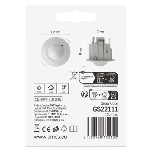 EMOS GS22111, EMOS Mozgásérzékelő (PIR) IP20 1200W