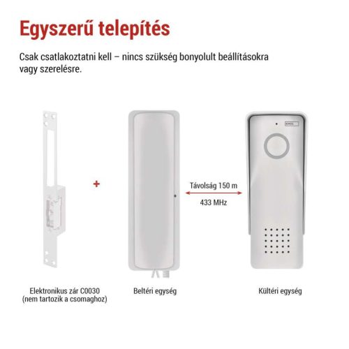 EMOS H1088, Vezeték nélküli otthoni audio kapucsengő készlet H1088, 1 résztvevő