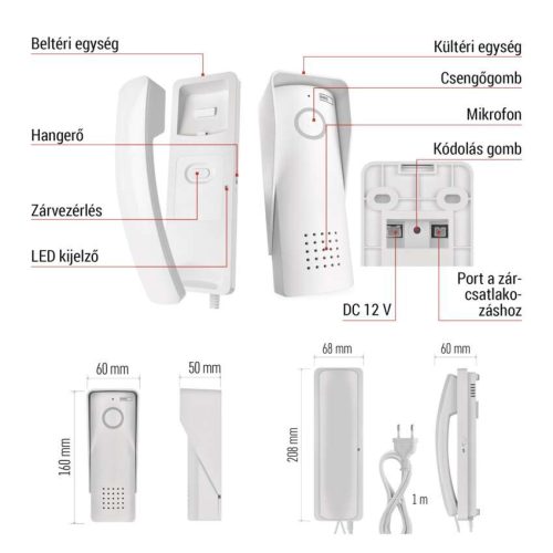 EMOS H1088, Vezeték nélküli otthoni audio kapucsengő készlet H1088, 1 résztvevő