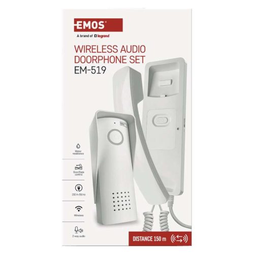 EMOS H1088, Vezeték nélküli otthoni audio kapucsengő készlet H1088, 1 résztvevő