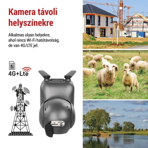 EMOS H4058, GoSmart 4G/LTE kültéri forgatható kamera IP-6000 OWL, szürke