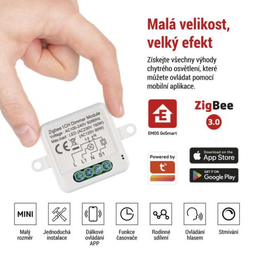 EMOS H5107, GoSmart fényerőszabályozó modul IP-2111DZ, ZigBee, 1 csatornás
