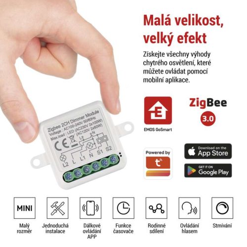 EMOS H5108, GoSmart fényerőszabályozó modul IP-2112DZ, ZigBee, 2 csatornás