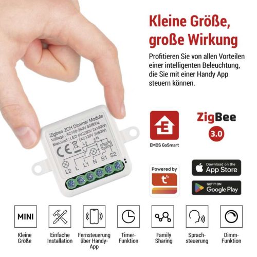 EMOS H5108, GoSmart fényerőszabályozó modul IP-2112DZ, ZigBee, 2 csatornás