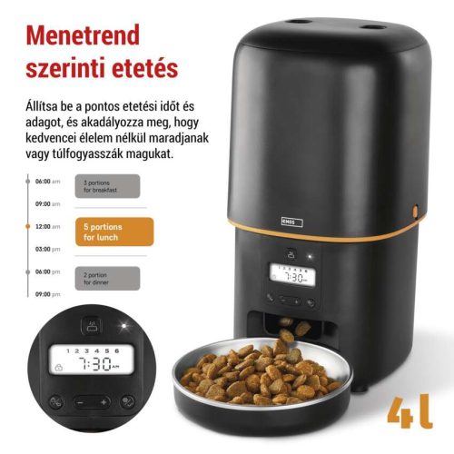 EMOS H6001, Pet Care állateledel adagoló, 4 L, fekete
