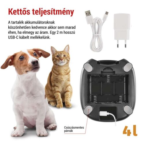EMOS H6001, Pet Care állateledel adagoló, 4 L, fekete