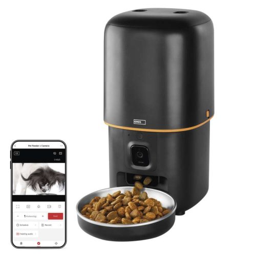 EMOS H6004, GoSmart állateledel adagoló kamerával Pet Care, 4 l, fekete, Wi-Fi