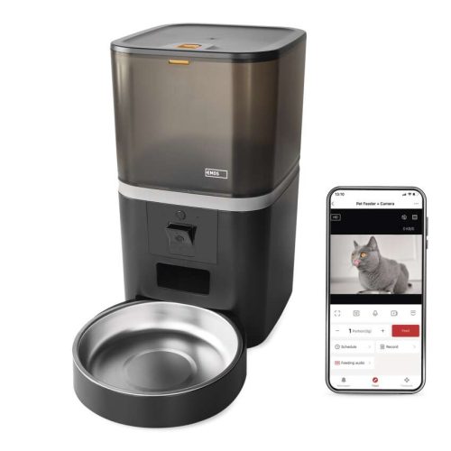 EMOS H6006, GoSmart állateledel adagoló kamerával Pet Care, 6 l, fekete, Wi-Fi