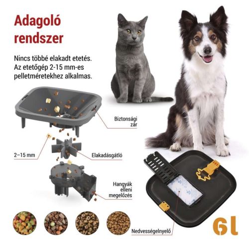 EMOS H6006, GoSmart állateledel adagoló kamerával Pet Care, 6 l, fekete, Wi-Fi