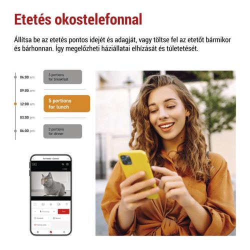 EMOS H6006, GoSmart állateledel adagoló kamerával Pet Care, 6 l, fekete, Wi-Fi