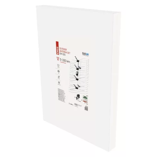 EMOS J0665, Kültéri antenna EM-025, 0–100 km, DVB-T2, DAB, LTE/4G szűrő