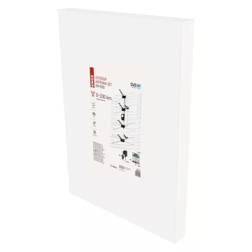 EMOS J0666, Kültéri antenna EM-030, 0–100 km, DVB-T2, DAB, LTE/4G szűrő