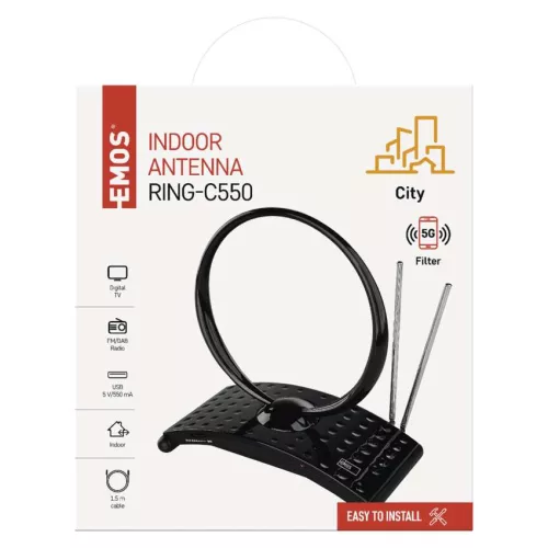 EMOS J0701, Szobaantenna CITY RING-C550, DVB-T2, DAB, FM, LTE/4G/5G szűrő