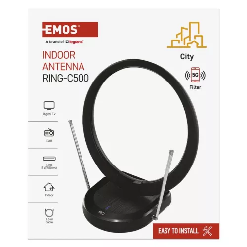 EMOS J0704, Szobaantenna CITY RING–C500, DVB-T2, DAB, LTE/4G/5G szűrő