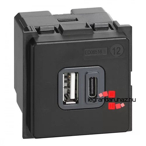 Bticino Living Now USB töltő, 2modul, Bticino K4287C2