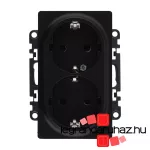 Legrand Valena Life 2x2P+F csatlakozóaljzat biztonsági zsalu nélkül egybeépített burkolattal keret nélkül rugós vezetékbekötéssel fekete, LB753027