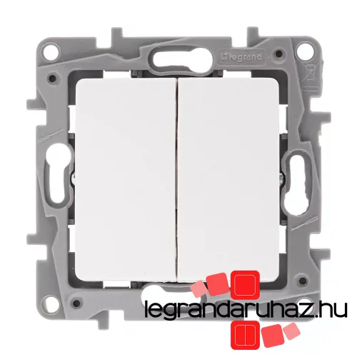Legrand Niloé kettős váltóérintkezős nyomó ellenőrzőfénnyel, fehér, Legrand NF764508E