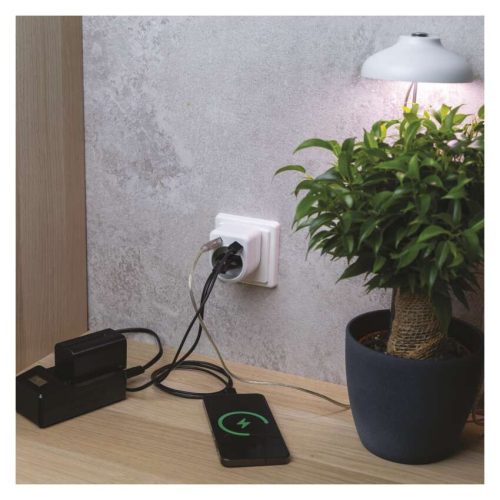 EMOS P0075, Aljzat elágazó 1×, 1×USB-A+1×USB-C, fehér