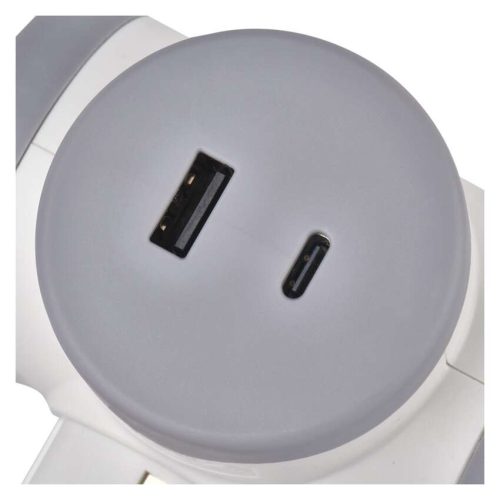 EMOS P0077PD, Aljzat elágazó 2×, 1×USB-A+1×USB-C, fehér-szürke