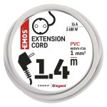 EMOS P0121, Hosszabbító 1,4 m  /  1 aljzat  /  fehér  /  PVC  /  1 mm2