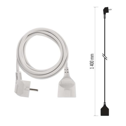 EMOS P0121, Hosszabbító 1,4 m  /  1 aljzat  /  fehér  /  PVC  /  1 mm2