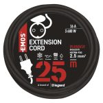 EMOS P01825R, Hosszabbító 25 m / 1 aljzat / fekete / gumi-neoprén / 250 V / 2,5 mm2
