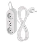 EMOS P02214E, Hosszabbító 1,4 m / 2 aljzat+2×USB-A+1×USB-C / fehér / PVC / 1,5 mm2